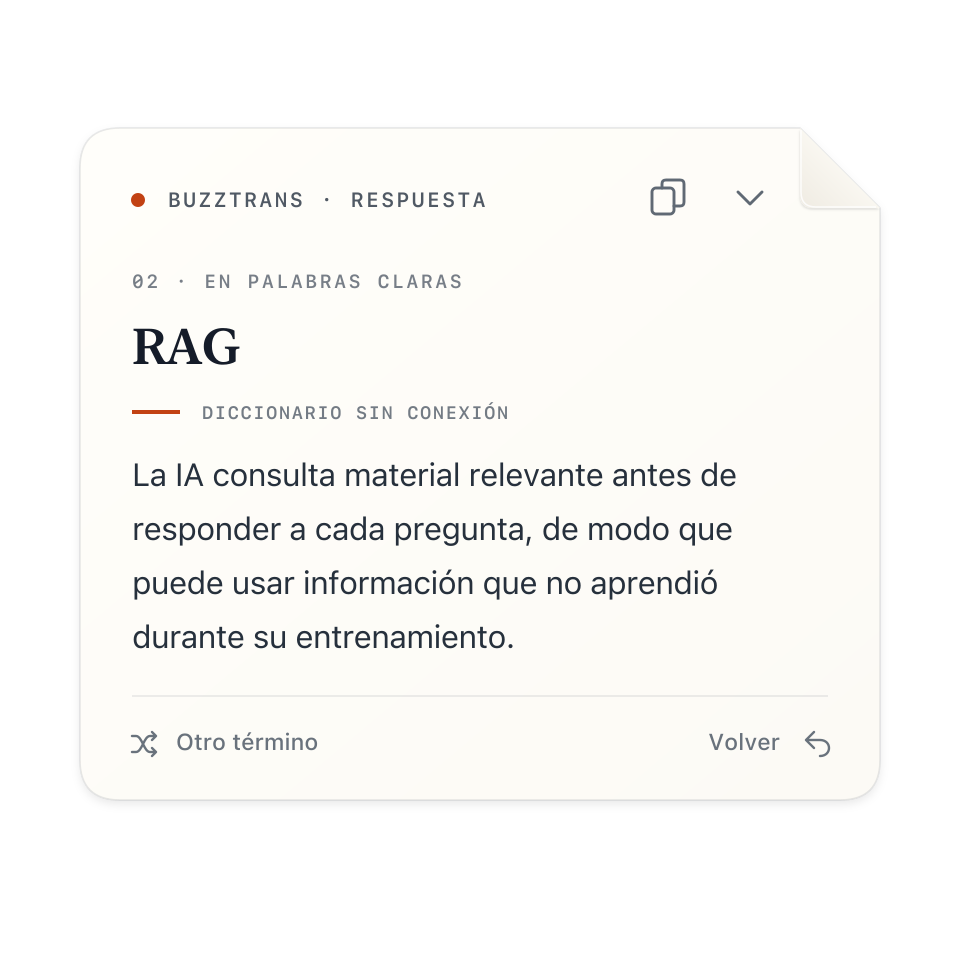 Ilustración de la tarjeta de RAG, basada en el diseño y la definición integrada de BuzzTrans.